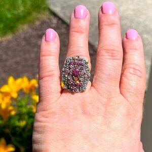 Vintage Art Deco Style Bubble Gum Pink Adjustable Ring